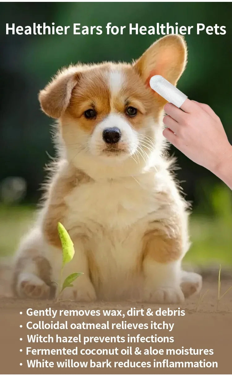 Pet cleaning products Ear cleaning wipes Ear care fingertips Ear mite removal Cat and dog ear cleaning pet products
