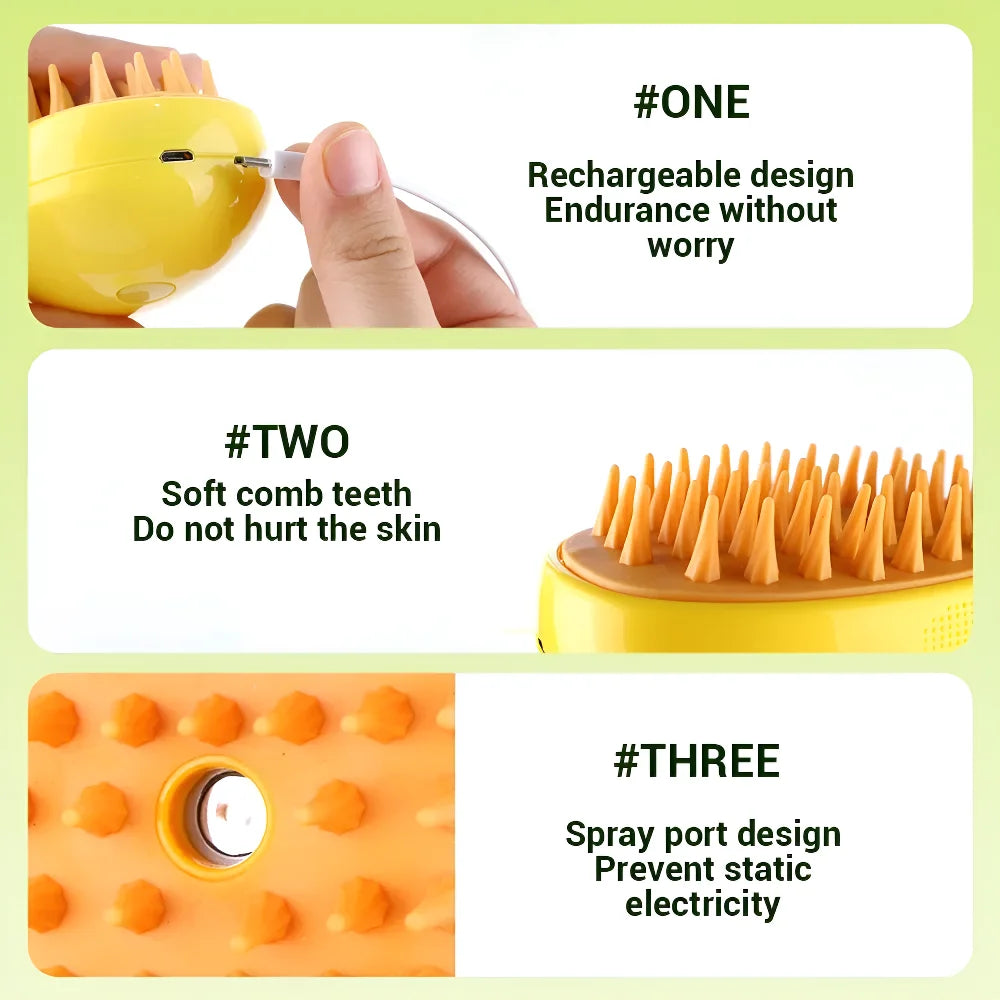 Dog Cat Steamy Brush Steam Brush Electric Sprayer for Massage Pet Grooming tool Shedding 3 in 1 Electric Sprays Massage Combs